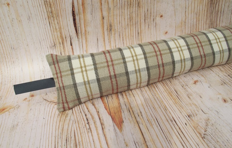 Draught Excluder Sand Tartan check fabric heavy weight 1.9kg