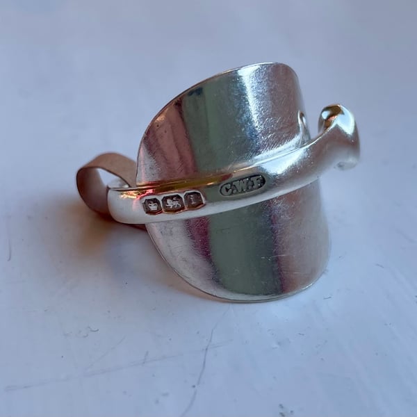 Spoon ring made from  a solid silver coffee spoon Size T