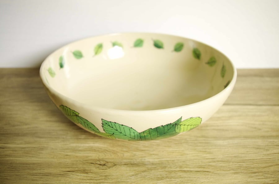 Large Bowl - Green Beech Leaves Bowl
