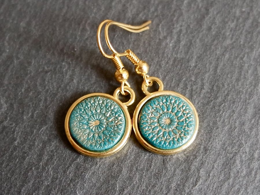 Earrings - Mandala gold turquoise