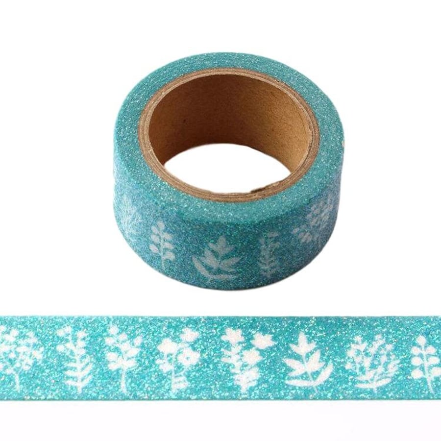 Dreamy Plants Christmas Glitter Sparkle Washi Tape UK Masking Trim 20mm x 3 Mete