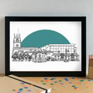 Huyton Landmarks Skyline Art Print