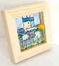 Little 3D fabric picture of houses and flowers, in a small wooden frame - Image 5