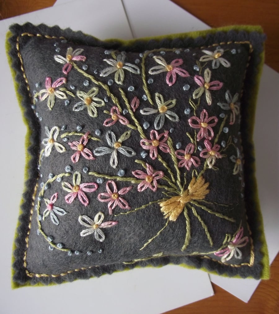 Bouquet of flowers pin cushion