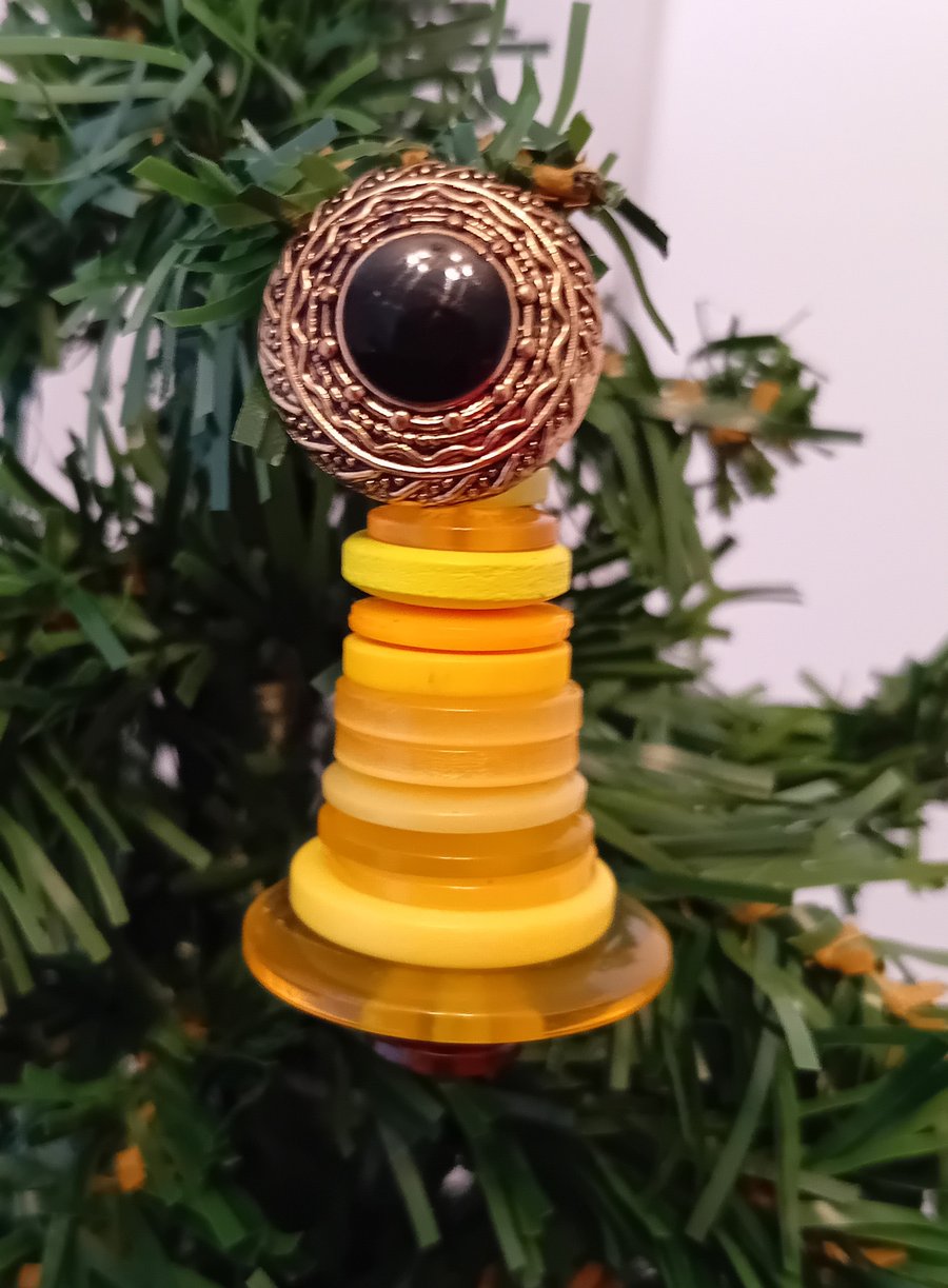 Yellow Button Christmas Tree Decoration
