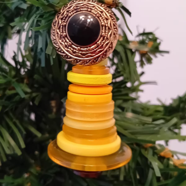 Yellow Button Christmas Tree Decoration