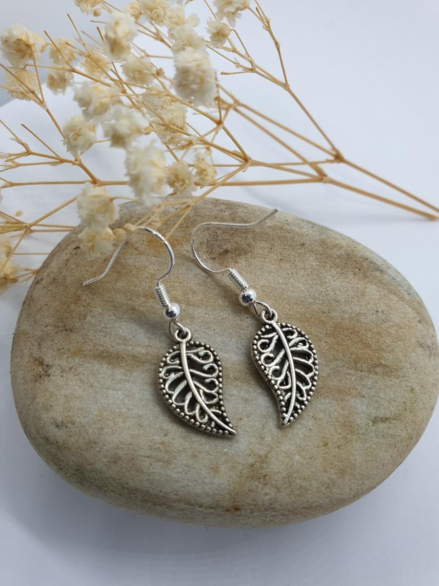 silver plated earrings with delicate filigree l... - Folksy