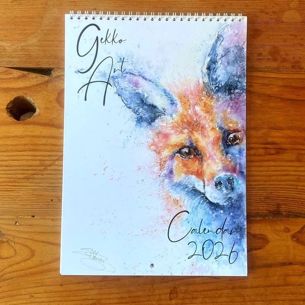2026 Wildlife Art Calendar by Watercolour Artist Sandi Mower, Double A4 