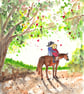 Horse and loving couple original painting. Anniversary, wedding, engagement - Image 1