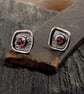 Sterling Silver Garnet stud earrings, STONE earrings