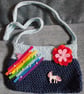 Crochet kid's bag with flower, unicorn and rainbow Child's shoulder Bag
