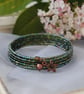 Green & Copper wrap (memory wire) bracelet - Image 3