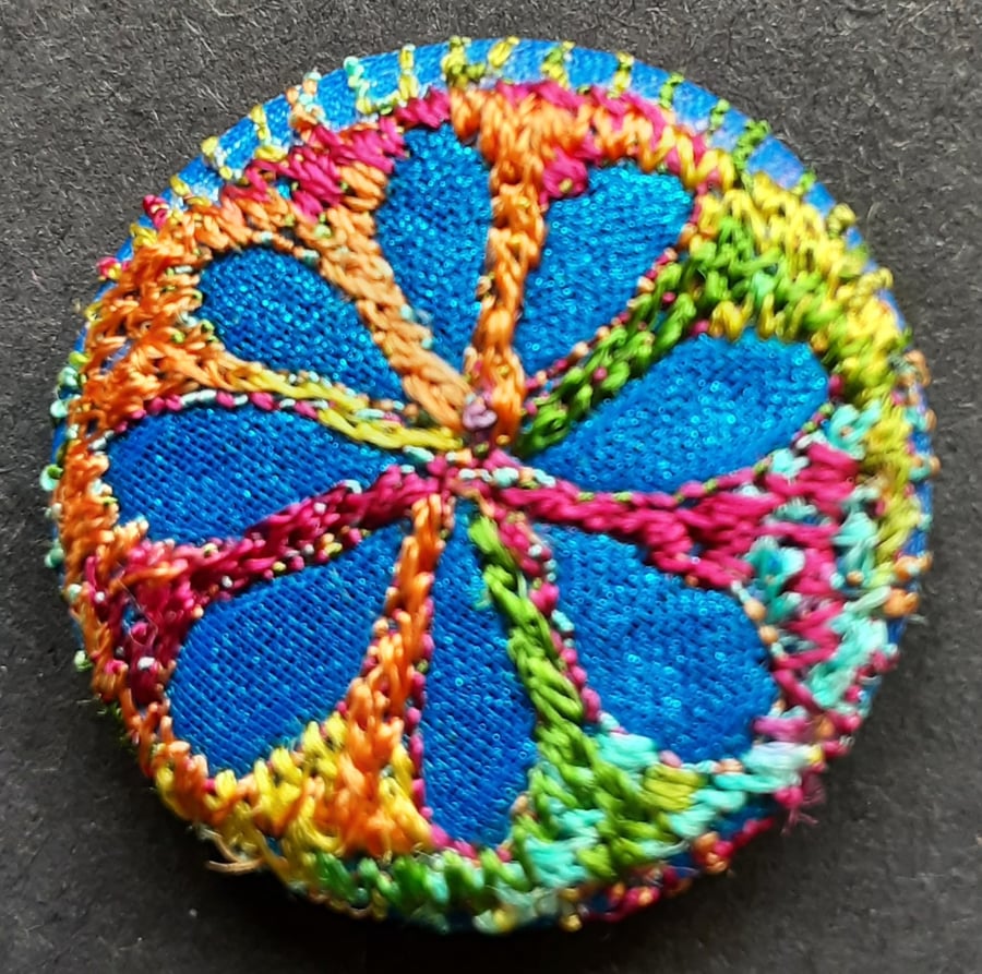 Buttons 1 inch button Hand Dyed Silks and Cottons Free Machine Embroidery Button