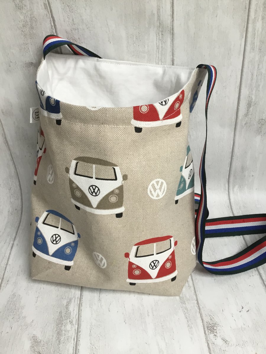 Peg bag with shoulder strap. Camper van design