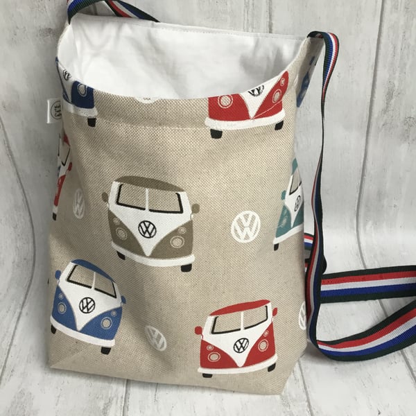 Peg bag with shoulder strap. Camper van design