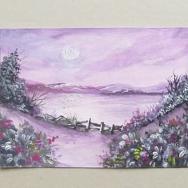 original art fantasy watercolour landscape ( ref F 793 E1 )