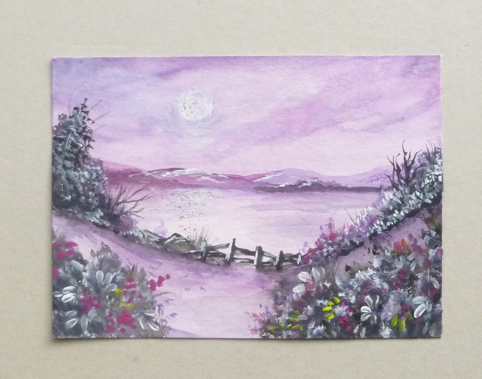 original art fantasy watercolour landscape ( ref F 793 E1 )