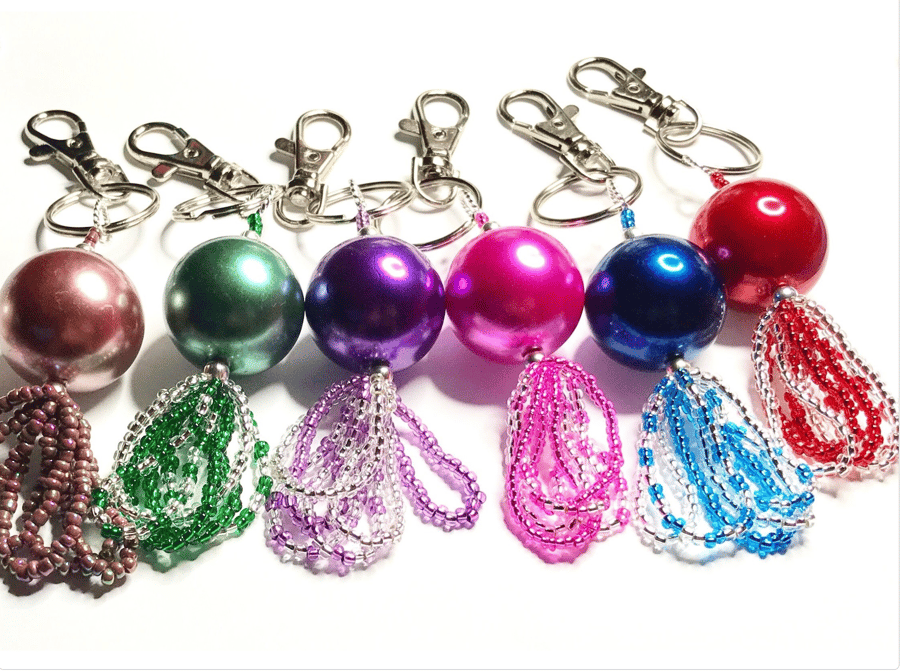28mm Large Bead Handbag - keyring - Car Mirror Dangly