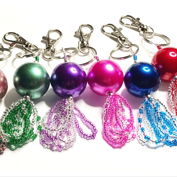 28mm Large Bead Handbag - keyring - Car Mirror Dangly