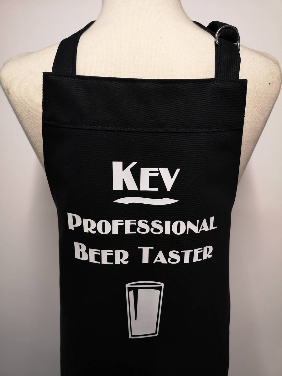 Personalised Beer Taster medium apron. Made in England