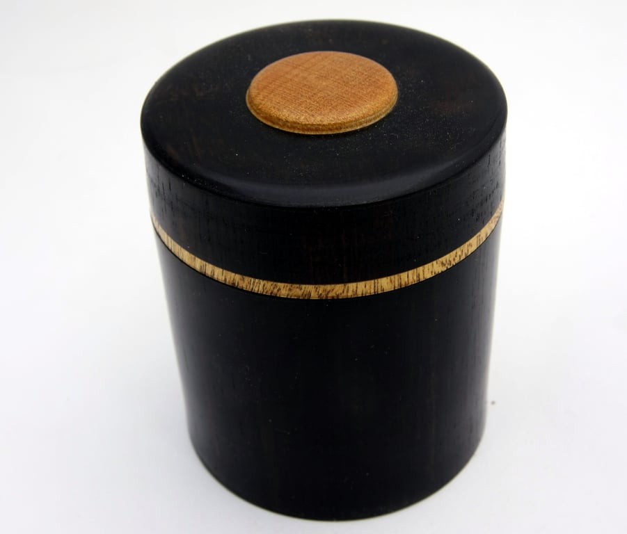 Handmade Ebony Trinket Box, Wooden Jewellry Box with Light Inlay 761