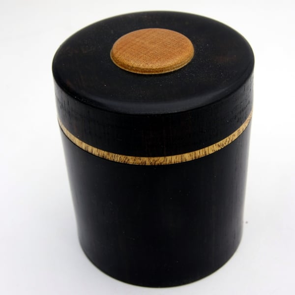 Handmade Ebony Trinket Box, Wooden Jewellry Box with Light Inlay 761