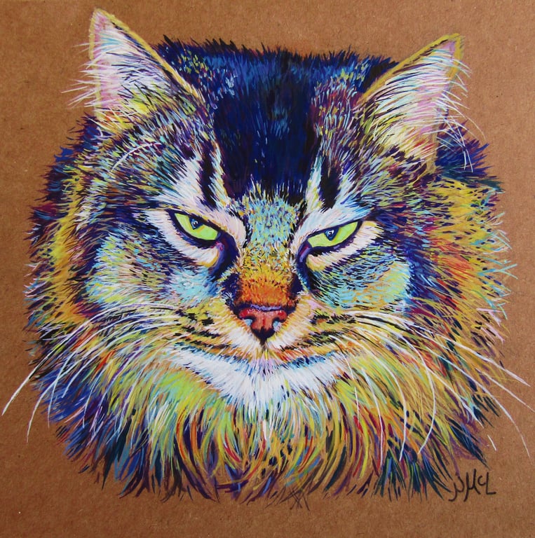 Custom Pet Portrait on Recycled Card Stock 13.5x13.5cm