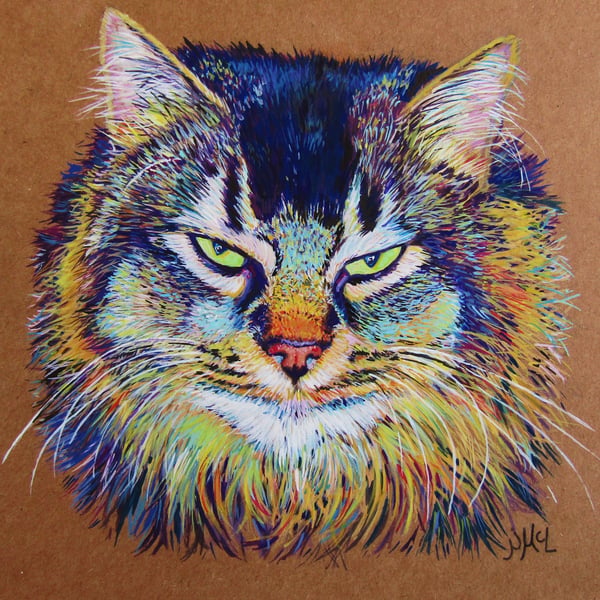Custom Pet Portrait on Recycled Card Stock 13.5x13.5cm