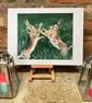 Top quality giclee print of 'The Pugilists a hare painting by artist Janet Bird - Image 3