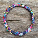 Upcycled Fabric and Wrapped Wire and Sequin Bead Bracelet 