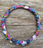 Upcycled Fabric and Wrapped Wire and Sequin Bead Bracelet 