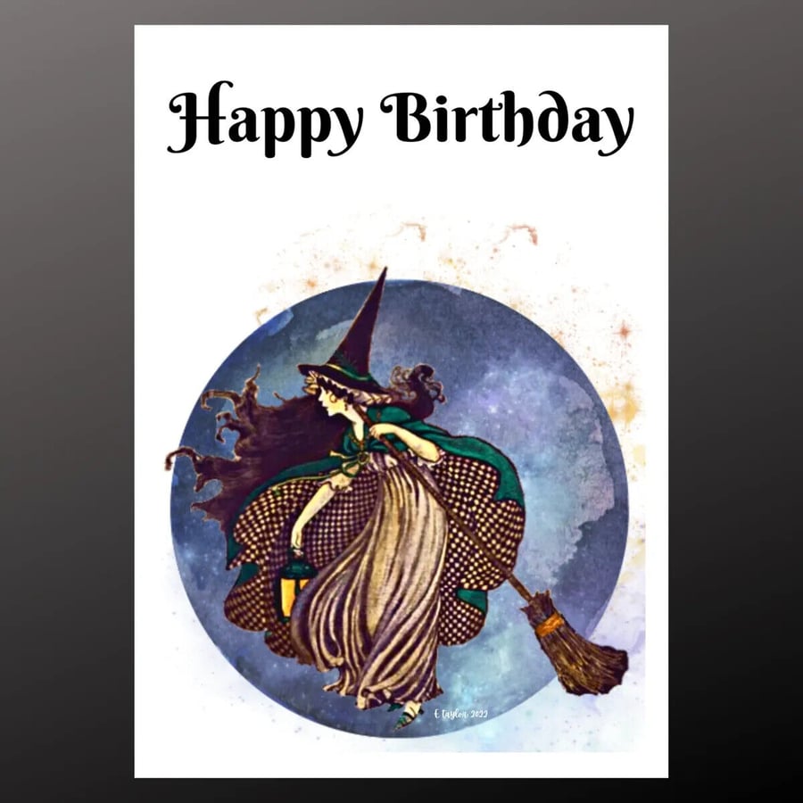 Celestial Birthday Card Witch Personalisable Seeded Card Option Wiccan E Taylor