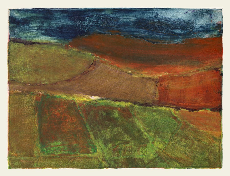 Dales Memories IV Autumn - collagraph print