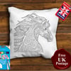 Horse Colouring Cushion Cover, With or Without Fabric Pens Choose Your Size