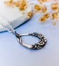 Teardrop Flower Pendant, Recycled Silver Necklace, Nature Inspired - Image 2