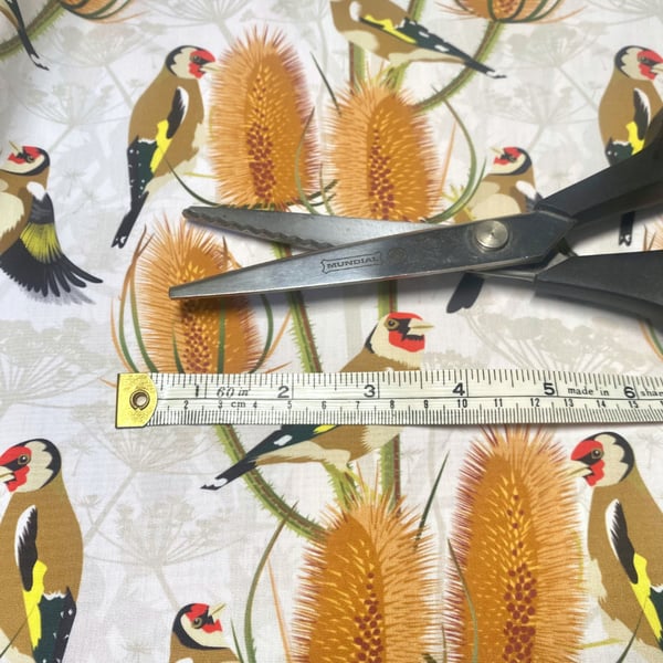 Goldfinch with Teazles Fat Quarter - Botanical Cotton Poplin Fabric for Makers