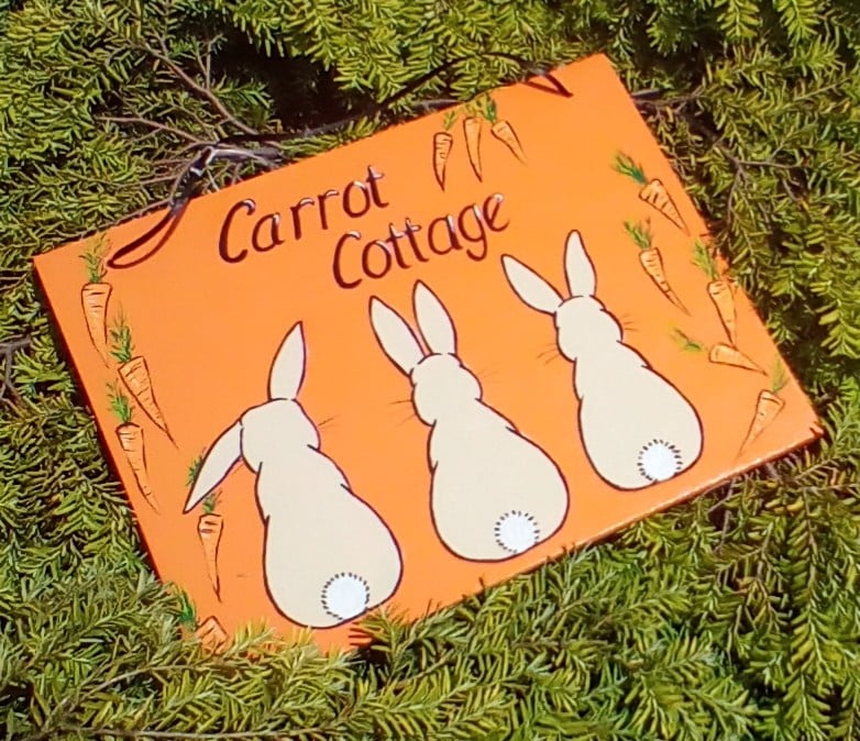 Pet Sign for Rabbit Bunny Carrot Cottage Indoor Outdoor