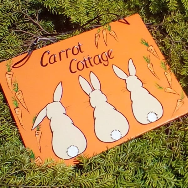 Pet Sign for Rabbit Bunny Carrot Cottage Indoor Outdoor