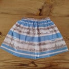 Baby or toddler skirt in a blue stripe cityscape pattern 12-18 months.