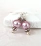 Dusky pink shell pearl earrings - Image 3