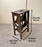 Dark Walnut Wooden Folding Step Stool. Kitchen Step Ladder UK. - Image 2