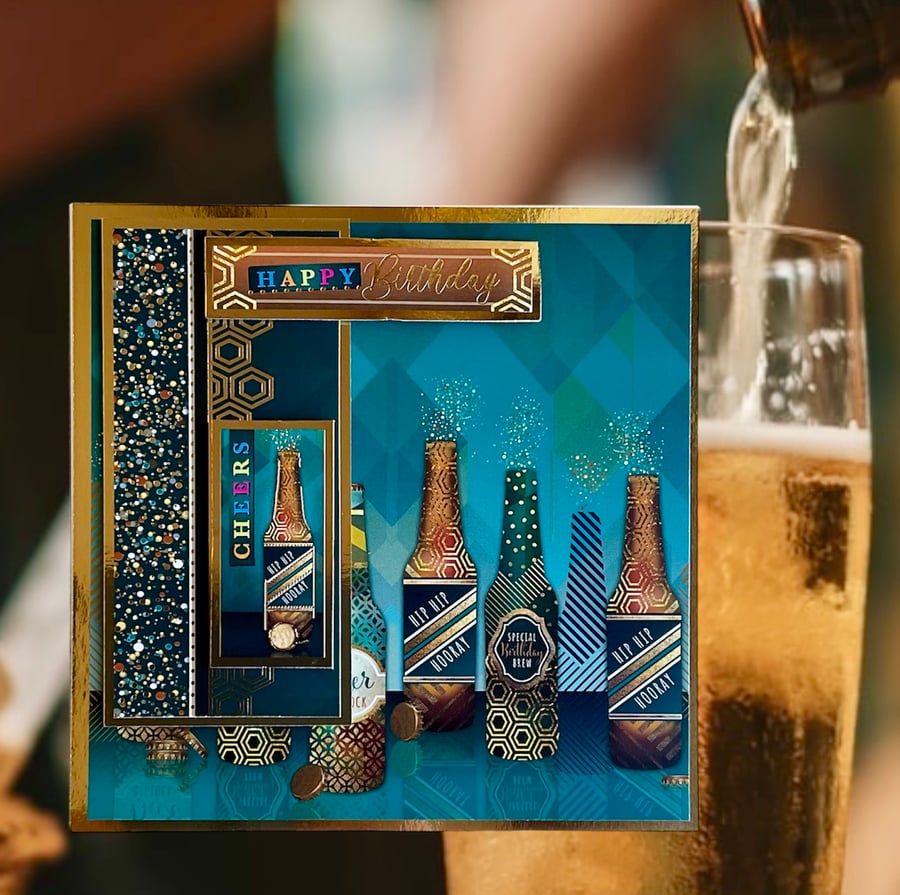 Birthday Card for Him or Her. Luxury Birthday card for Him or Her. Beer Lover.