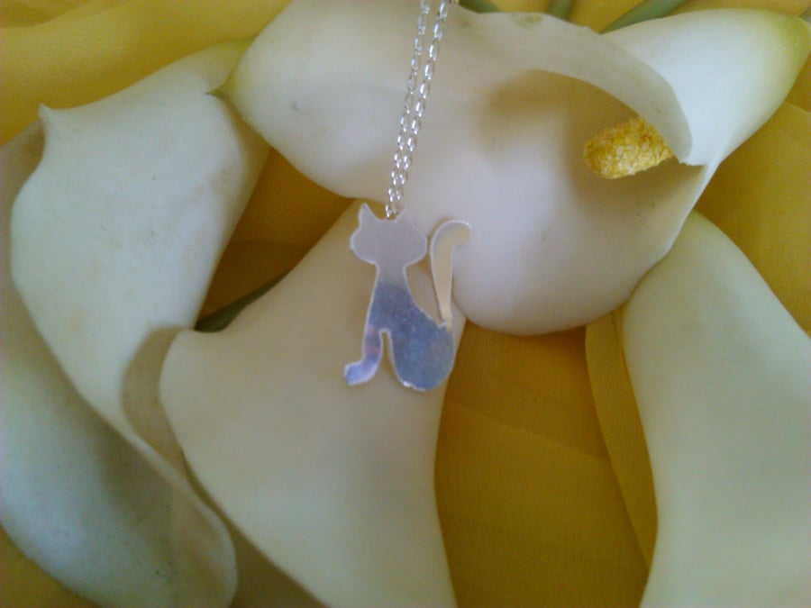 cat sterling silver necklace