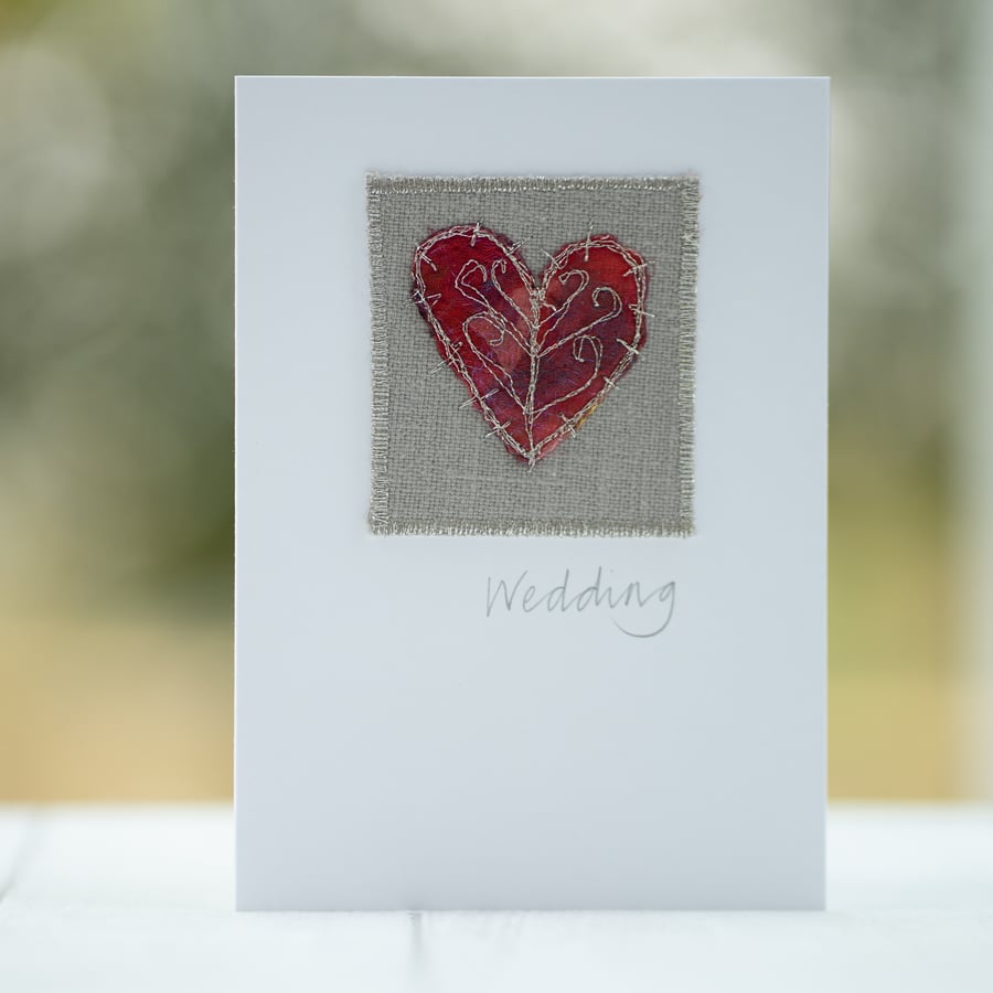 Embroidered Heart Wedding Card