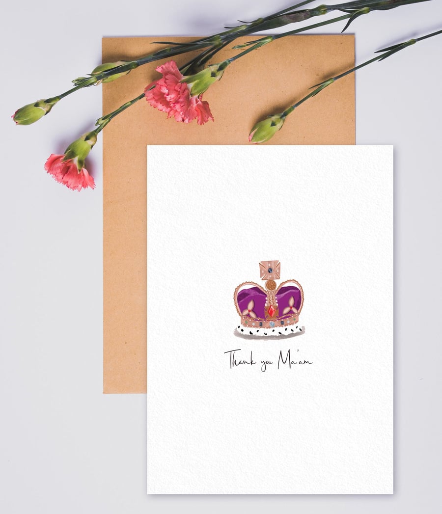 HM Queen Elizabeth The Queens Crown Greeting Card Wall Art Royal Memorabilia Tha