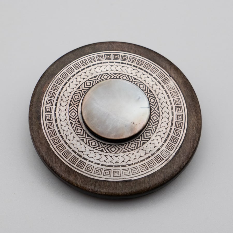 Spinner No. 1 - Maple, etched alumium and mother of pearl spinner