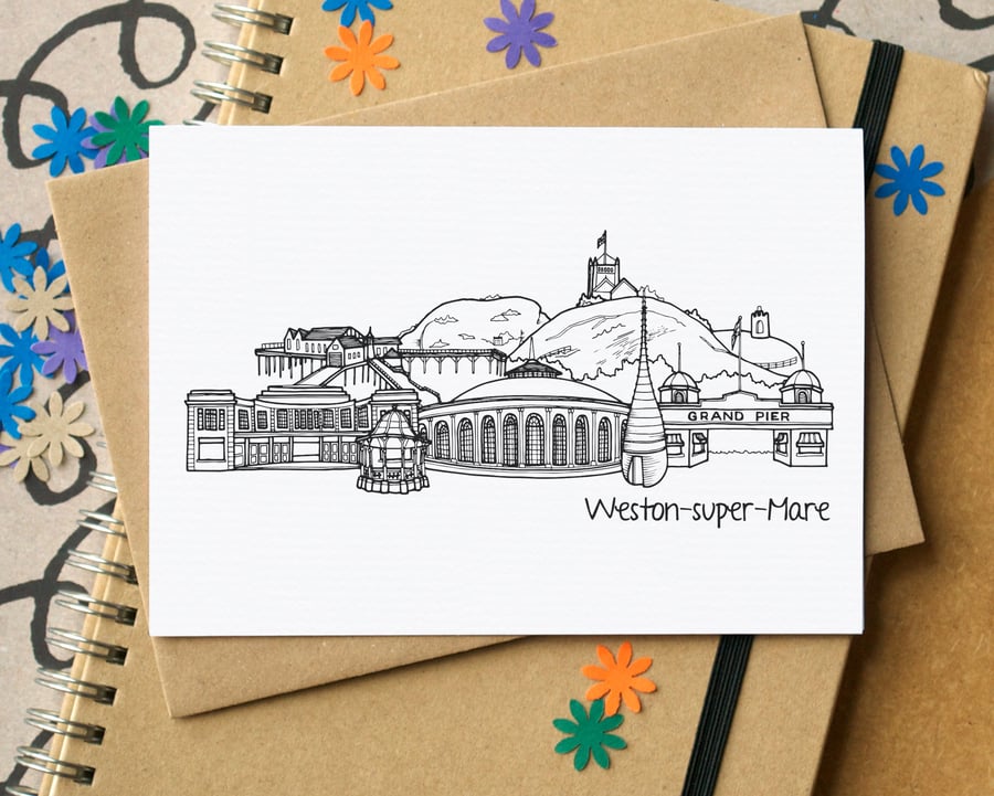 Weston-super-Mare Skyline Greetings Card