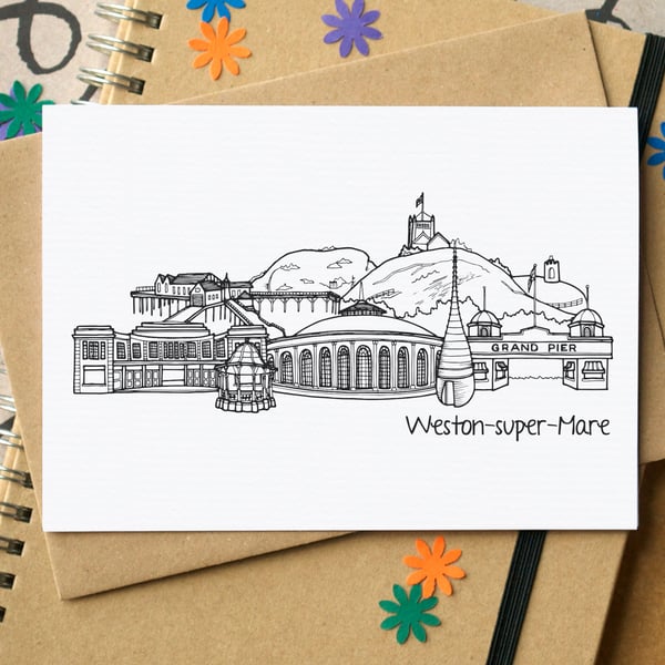 Weston-super-Mare Skyline Greetings Card