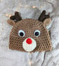 Crochet Reindeer Hat: Novelty Winter Festive Hat