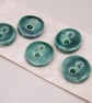 5 Small Round Emerald Green Ceramic Buttons - Image 2